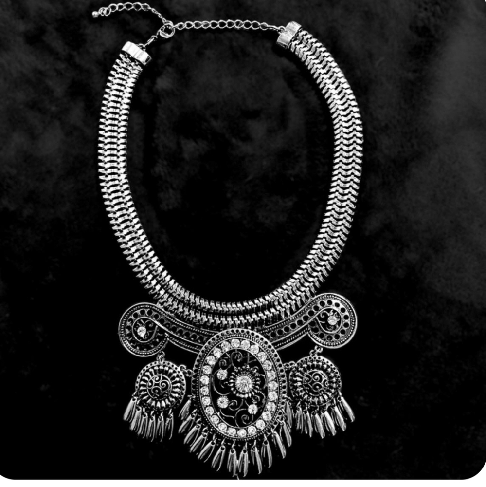Statement Silver Color Necklace - image 2